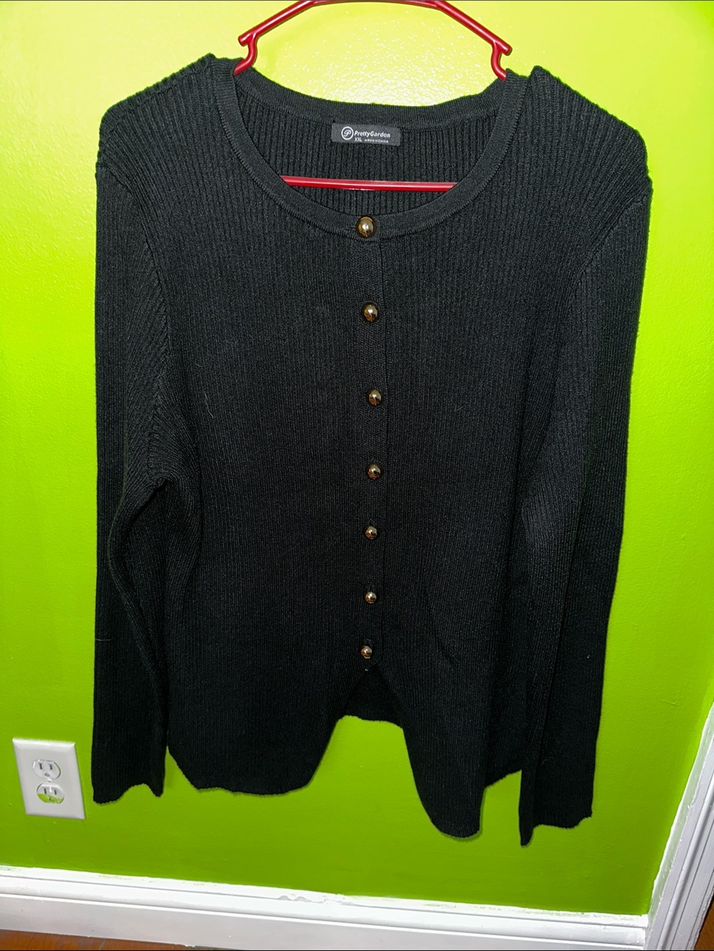 Classic Black Women's Button-Front Cardigan with Gold Buttons
